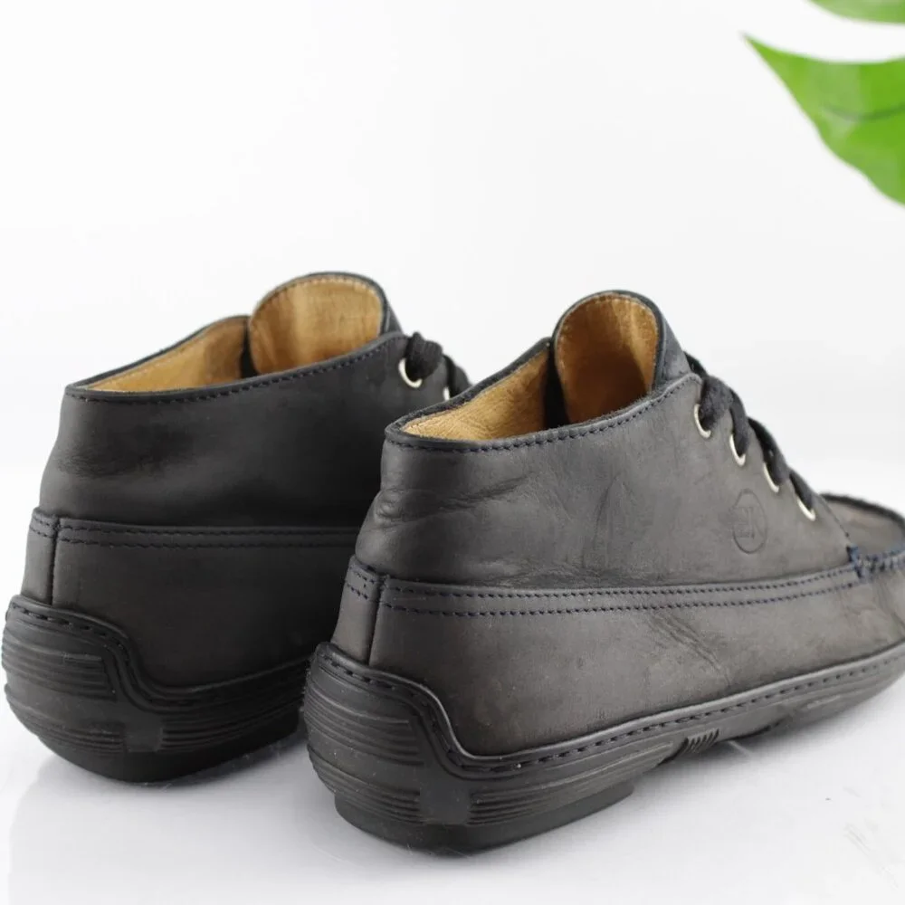 BiKey Womens Boot‎ Size 38 7 Black Leather Lace Up Moc Toe Casual Bootie Italy